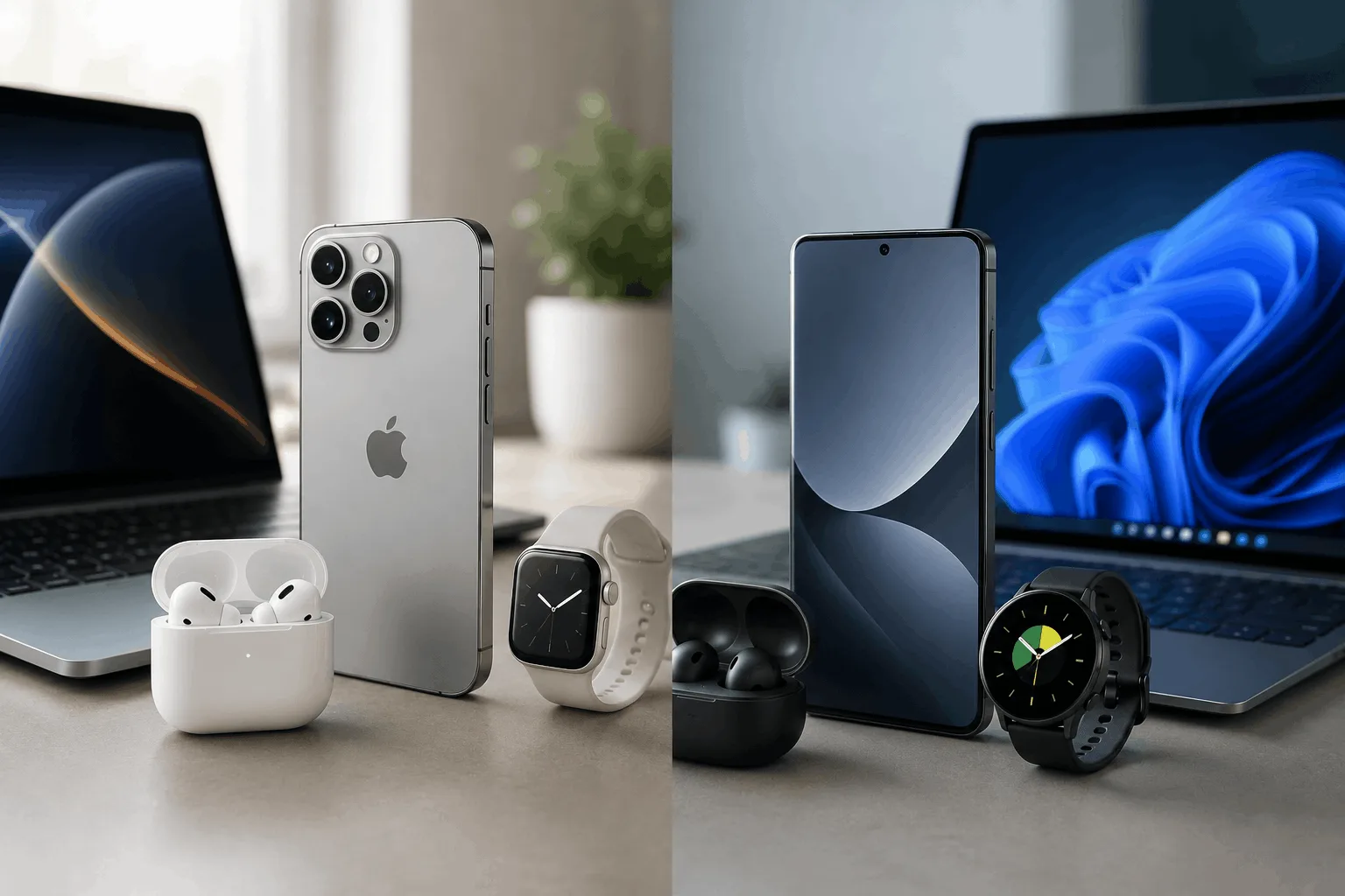 iPhone iOS და Android ტელეფონის ეკოსისტემების შედარება
